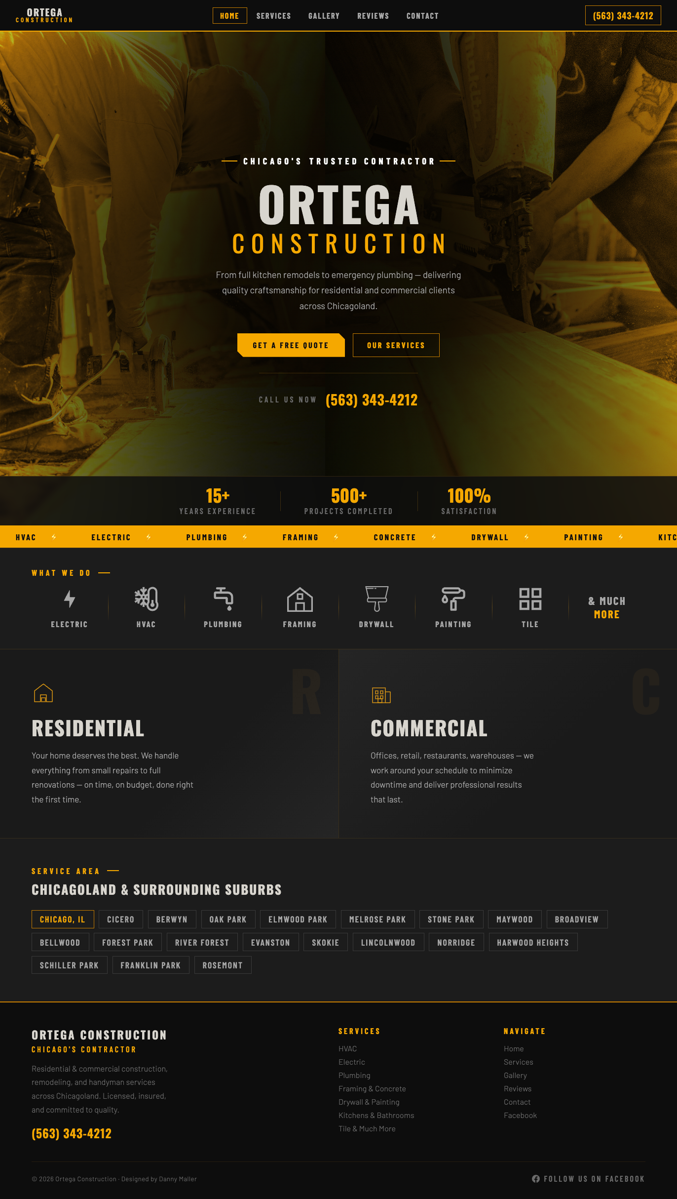 Ortega Construction home desktop