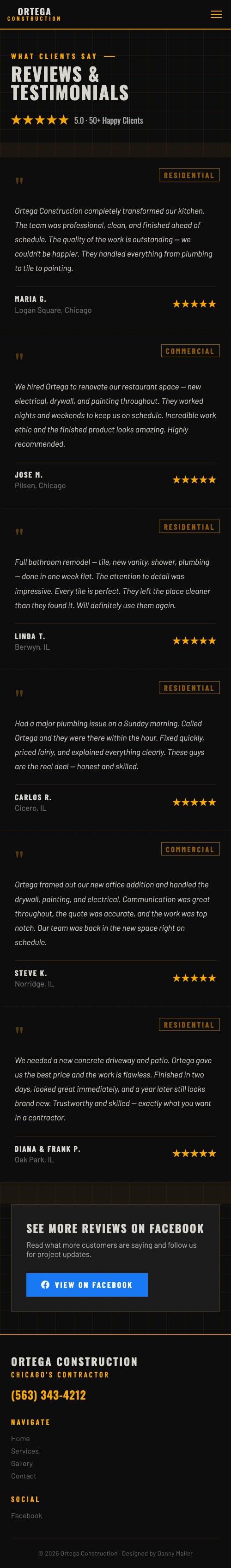 Ortega Construction reviews mobile